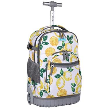 Imagem de seastig Mochila com rodinhas de 45,7 cm, mochila com rodas, bolsa de mão para laptop para adultos, crianças, viagem escolar, Limão, 18in