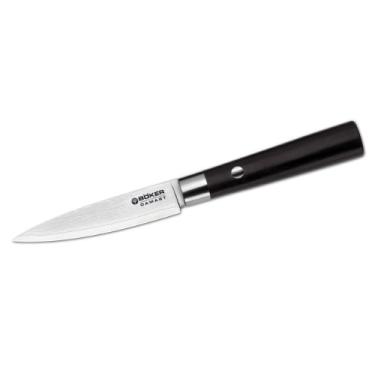 Imagem de Faca De Cozinha Para Legumes Böker Damast Black 10Cm Com Cabo Em Madeira Preto E Lâmina De Aço Damasco De 37 Camadas