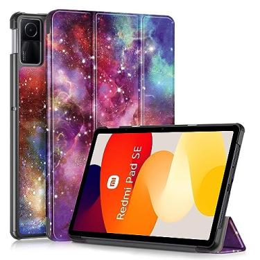 Imagem de DINGGUAGUA Capa para Xiaomi Redmi Pad SE 11 polegadas, capa inteligente leve com três dobras com função despertar/hibernar automática para Xiaomi Redmi Pad SE 2023, capa Galaxy