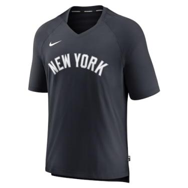 Imagem de Nike MLB Authentic Collection Camiseta masculina com gola em V e desempenho pré-jogo DRIASCG, Azul marino, G