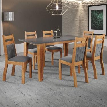 Imagem de Mesa de Jantar 6 Lugares Imperador Cinza/Grafite - Panorama Móveis