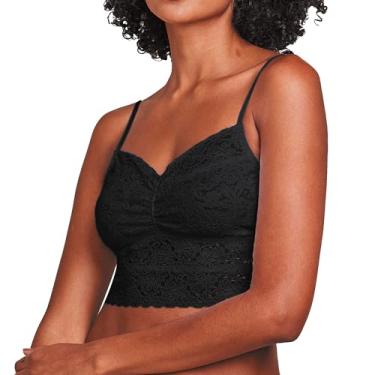 Imagem de HOPE - Sutiã longo de renda com enchimento removível – Lingerie sexy para mulheres, sutiãs sem fio, confortável, Preto, M