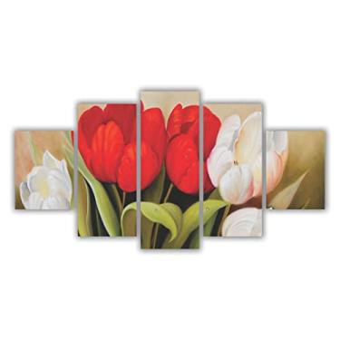 Imagem de Quadros Decorativos Mosaico MDF Floral Flores Tulipas Coloridas 2 115x60cm