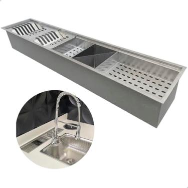 Imagem de Dona D cor, Calha Escorredor tipo umida 90 Cm Canal Organizador Gourmet De Louças Embutido Aço Inox 304 Calha Organizadora De Embutir 5 Modulos Cuba Cozinha