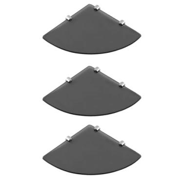 Imagem de Kit 3 Prateleiras de Vidro Fumê Canto 30cm - 10mm - Prateleiras Banheiro, Sala de estar, Cozinha, lavanderia, Porta Xampu. Prateleira de Vidro.