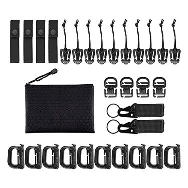 Imagem de Luzhengyang Conjunto de acessórios Molle de 30 peças para mochila - clipes de engrenagem, fivelas, pulseira MOD, chaveiro - Acessórios de correia para ferramentas ao ar livre para fixação de bolsa
