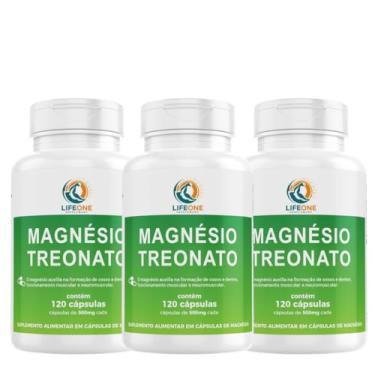 Imagem de Magnesio Treonato 500mg Life One 360 Cápsulas Kit 3 Unidades