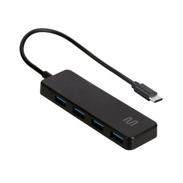 Imagem de HUB USB-C - 4 Portas USB 3.0 - Preto - Multilaser AC445