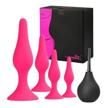 Imagem de Adult Sex Toys Anal Plug,Hisionlee 5PCS Sex Anal Toys Silicone Butt Plug Training Kit for Adult Sex Toys & Games Women Male and Beginners(Rose)