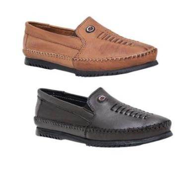 Imagem de Mocassim Casual Masculino Sapatilha Casual em Couro Legitimo KIT 2 PARES-Masculino