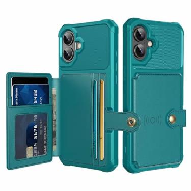 Imagem de LTLMYDAM Capa fina para iPhone 16ProMax/16Plus/16Pro/16, capa de telefone flip à prova de choque com ranhura para cartão suporta sucção magnética de veículos, verde, 16
