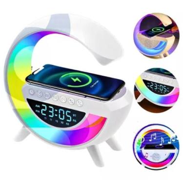 Imagem de Caixinha De Som Alta Carregador Luminária Led  Relógio - Yn-2209