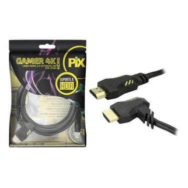 Imagem de Cabo Hdmi 2.0 Gamer 2m 90 Graus 4k Ultra Hd 3d 19p 2 Metros - CHIPSCE