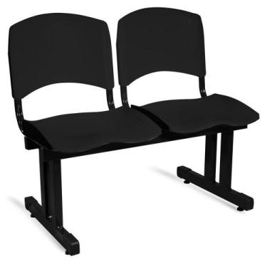 Imagem de Longarina Plástica 2 Lugares A/E Preto Lara - Ideaflex