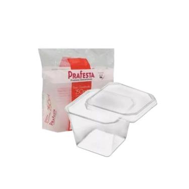 Imagem de KIT C/ 1 PCT. POTE QUADRADO C/ TAMPA 250Ml  C/20 UN PRAFESTA