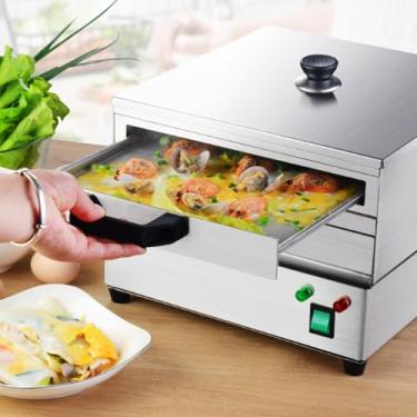 Imagem de HENGJINGTR Máquina de rolo de vermicelli cozido no vapor com aquecimento elétrico de 2 camadas, vaporizador de pó de salsicha de café da manhã a gás doméstico pequeno