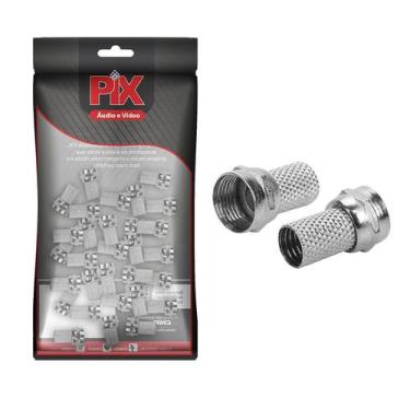 Imagem de Kit 100 Conector F Rg-6 Rosca P/ Cabo Coaxial + Qualidade - PIX