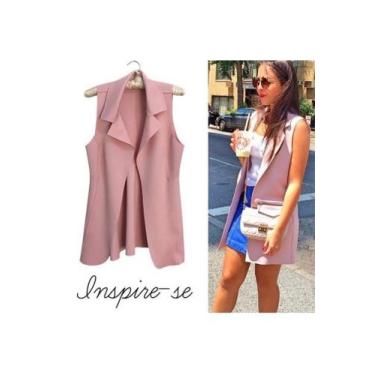 Imagem de Colete Maxi Neoprene Feminino Longa Aberto Alfaiataria Moda Tendência 