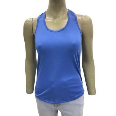 Imagem de Regata Dry Fit Feminina  Academia  Esportes  Tecido Leve - Fix, Azul h