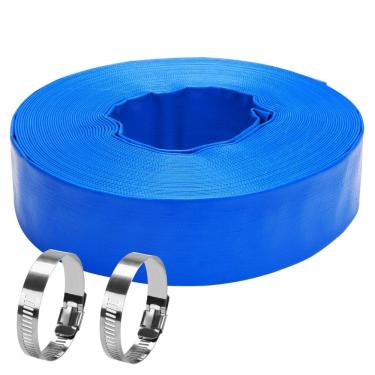 Imagem de Mangueira de retrolavagem de piscina DERPIPE Lay-Flat 2 x 30 m de PVC com braçadeiras