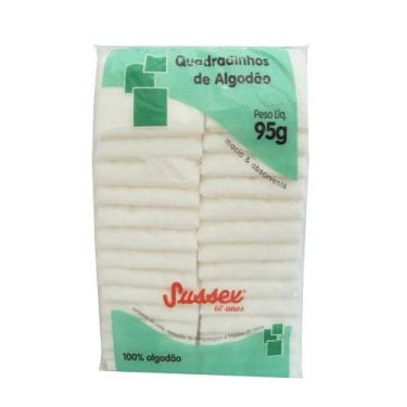 Imagem de Algodão Quadradinhos 95g Sussex - Macio e Absorvente, Limpeza de Pele