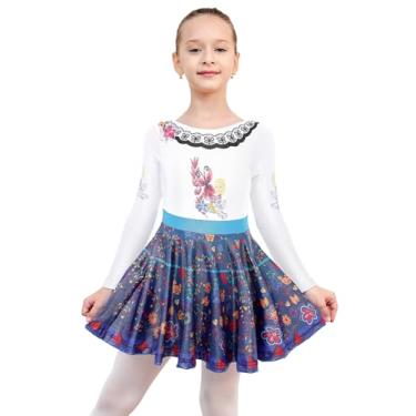 Imagem de EQSJIU Collant de balé de manga comprida com saia tutu para meninas, dança, ginástica, crianças, brilhante, floco de neve, vestido de festa infantil, Ls Encanto, 1-2 Anos