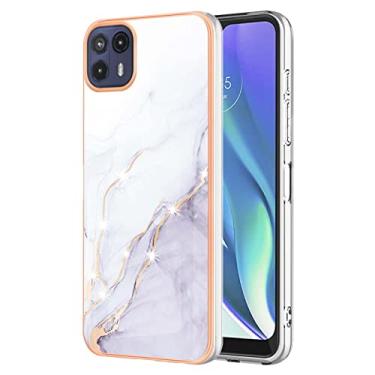 Imagem de Dinglijia Capa para Motorola G50 5G, TPU macio + padrão de mármore IMD, design fino, proteção de tela e câmera aprimorada para meninas e mulheres, capa para Motorola G50 5G YBBK branca