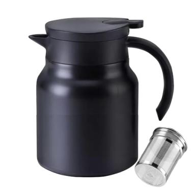 Imagem de Garrafa térmica de café de 970 ml, bule de chá de aço inoxidável, garrafa de café a vácuo de parede dupla | Retenção quente e fria | Sem BPA (preto)
