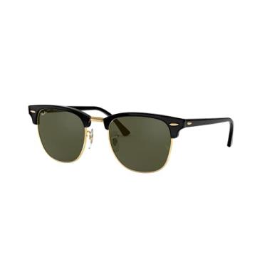 Imagem de Ray-Ban RB3016 Clubmaster Óculos de sol quadrados, Black On Gold/Green, 51 mm