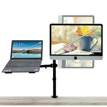 Imagem de Suporte Portátil Com Dupla Montagem de Mesa Para Monitor Com Bandeja Para Notebook Tela de 17" Até 32" (Monitor e Notebook Z012)