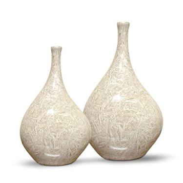 Imagem de Decoração Sala Vaso de Mesa Dupla Garrafa Cristal Bege Petra