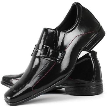 Imagem de  Sapato Social Masculino Bico Quadrado La Faire Verniz - Preto, 39