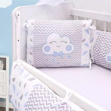 Imagem de Kit Mini Berço Nuvem Azul 6 Peças Algodão - Girassol Enxoval