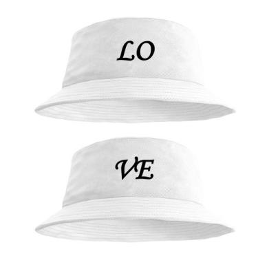 Imagem de Kit Casal Chapéu Bucket Hat Estampado Love - MP Moda Masculina, Único,