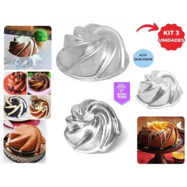 Imagem de Kit 3 Forma Bolo Vulcão Assadeira De Bolo Decorado Pudim Torta Gelatin