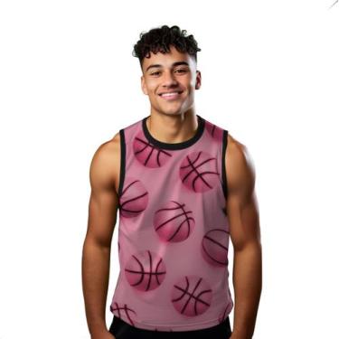 Imagem de Camiseta Regata Verão Estilo Moda Praia Bola Basquete Rosa Cartoon Esp