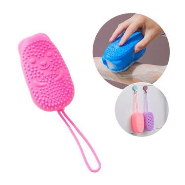 Imagem de Escova para banho Com Suporte para Sabonete Esponja de Silicone Bucha 