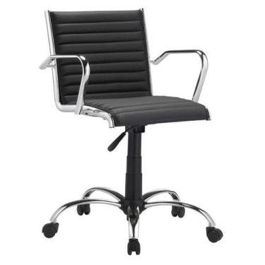Imagem de Cadeira Escritório Giratória Preta Diretor Alezzi Cromada