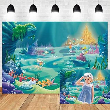 Imagem de OERJU Fundo fotográfico do mundo subaquático de 3 x 2,4 m, castelo no fundo do mar, coral, colorido, peixe, grama, chá de bebê, recém-nascido, festa de aniversário, faixa de fundo, retratos
