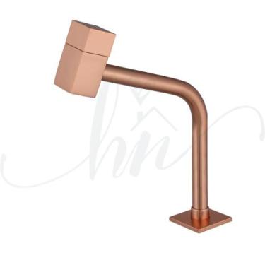 Imagem de Torneira de Pia Banheiro Slim Quadrada Rose ¼ de Volta Média - HOME NE