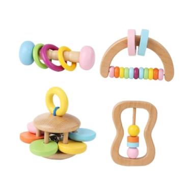 Imagem de Generic Conjunto de chocalhos de madeira Educação infantil Brinquedos sensoriais Desenvolvimento Presentes Brinquedos musicais para crianças Instrumentos