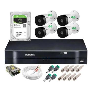 Imagem de Kit CFTV 4 Câmeras Intelbras VHC 1120 B com dvr MHDX C/ HD 1TB
