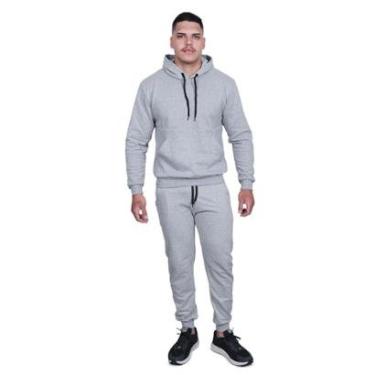 Imagem de Conjunto Moletom Canguru E Calça Masculina Inverno Frio Básico Liso-Masculino