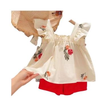 Imagem de Conjunto de Roupa Infantil Meninas Verão - Floral Bordado com Renda, 6
