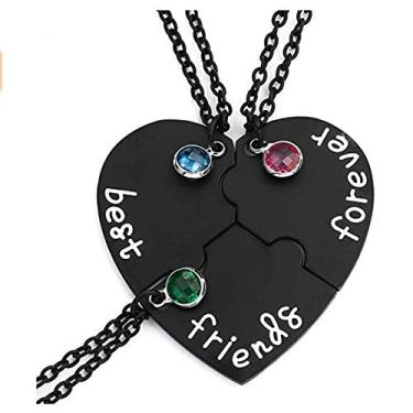 Imagem de Colar Bff Best Friends Forever 3 para mulheres, meninas, presente de amizade, coração, joias, inicial, colar de corrente, presentes para irmãs