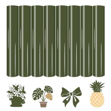 Imagem de HTVSTD Vinil de Transferência de Calor Boho Escuro - 8 Folhas 12 * 10" Verde Htv Exército Verde Vinil de Passar A Ferro para Camisetas Compatível com Cricut/Silhoutte Cameo
