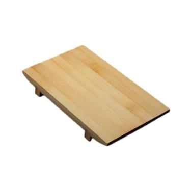 Imagem de Bothyi Bandeja de madeira para sushi, bandeja de sobremesas estilo japonês, utensílios de mesa multiuso em formato de geta, esteira para arranjo de sushi, Médio