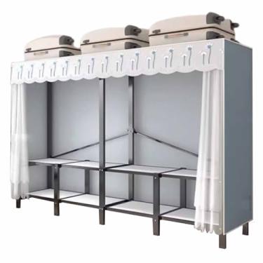 Imagem de Guarda-roupa Armário push-pull sem instalação estrutura de aço dobrável estrutura de armazenamento feminino grande armário pendurado armário de tule armário