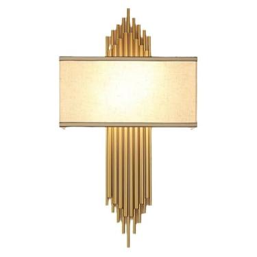 Imagem de HHTTXXYY Arandela de parede de tecido vintage com cortina de pano, luminária de parede de 2 luzes para interior luminária de parede dourada para sala de estar, quarto, sala de jantar, corredor