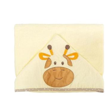 Imagem de Toalha Banho Bebê com Capuz Bichinhos e Forro Fralda 67cm x 90 cm Bublim (Amarelo Girafa)